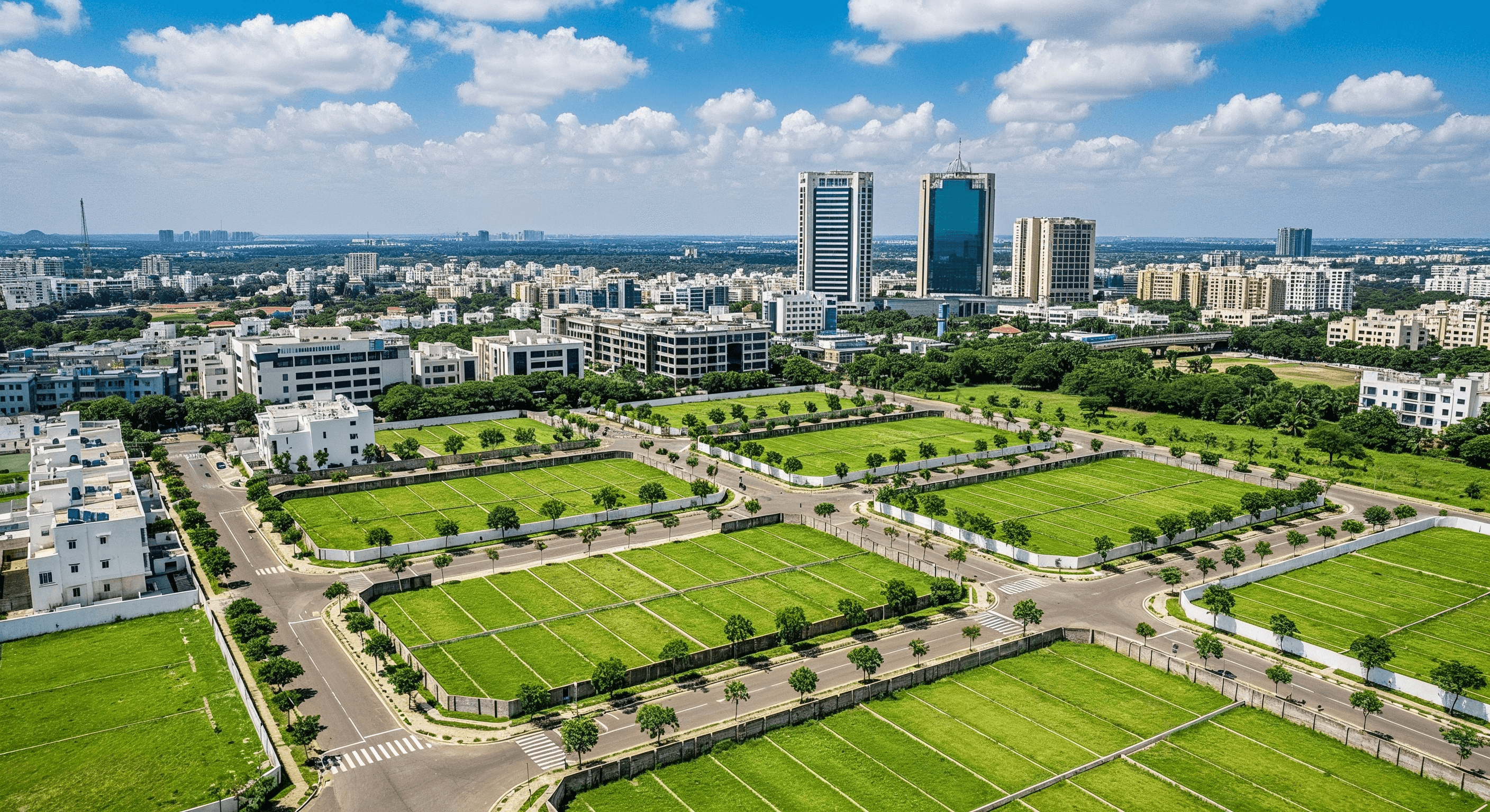Aerial view of premium plots for sale